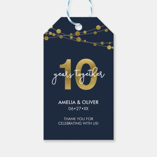 ブルーラエレガントイツ10周年結婚を迎える ギフトタグ (正面)