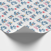 ブルーラクーン誕生祝いシーン – 誕生日 ラッピングペーパー (角)