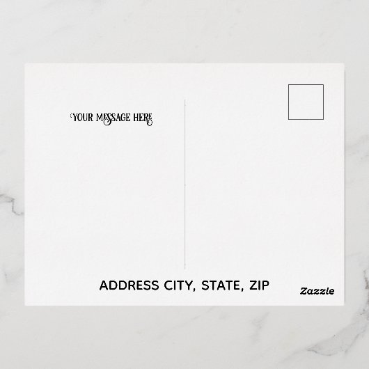 ブルーラグジュアリーゴールドフォイルイードムバラクカード 箔シーズンポストカード (裏面)