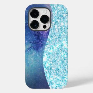 ブルーラグジュアリーモダングラディエント銀河系グリッタースター Case-Mate iPhone 14 PROケース