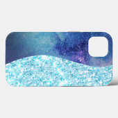 ブルーラグジュアリーモダングラディエント銀河系グリッタースター Case-Mate iPhoneケース (裏面 (横))