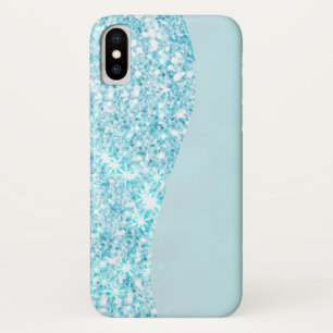 ブルーラグジュアリーモダングラディエント銀河系グリッタースター iPhone X ケース
