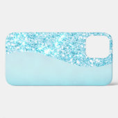 ブルーラグジュアリーモダングラディエント銀河系グリッタースター Case-Mate iPhoneケース (裏面 (横))