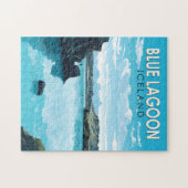 ブルーラグーンアイスランドトラベルアートヴィンテージ ジグソーパズル (横)