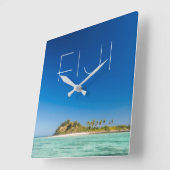 ブルーラグーンシースケープフィジー スクエア壁時計 (傾斜)