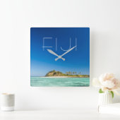 ブルーラグーンシースケープフィジー スクエア壁時計 (ホーム)