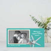 ブルーラグーンスターフィッシュファミリークリスマスフォトカード シーズンカード (スタンド正面)