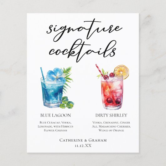 ブルーラグーンダーティシャーリーシグネチャーカクテルメニュー (正面)