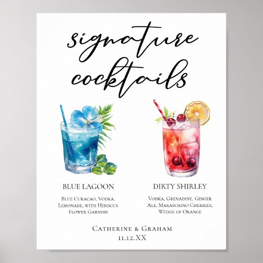 ブルーラグーンダーティシャーリーシグネチャーカクテルメニュー ポスター (正面)