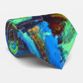 ブルーラグーン抽象芸術アートハンドブラッシュストロ絵を描ック ネクタイ (ロール)