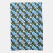 ブルーラケキャップアジサイ花パターン キッチンタオル (縦)