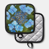 ブルーラケキャップアジサイ開花フローラ 鍋敷き (正面/裏面)