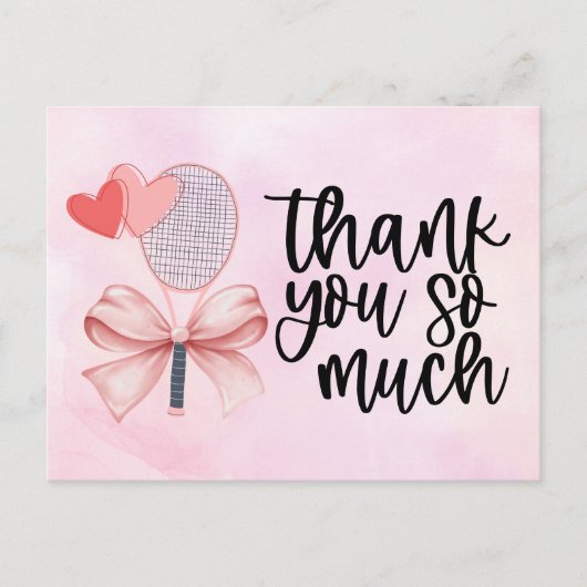 ブルーラケット付きテニスボールありがとう ポストカード (正面)