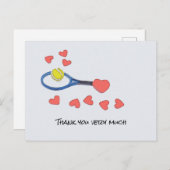 ブルーラケット付きテニスボール愛ありがとう ポストカード (正面/裏面)