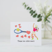 ブルーラケット付きテニスボール愛ありがとう ポストカード (スタンド正面)