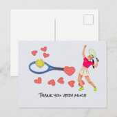 ブルーラケット付きテニスボール愛ありがとう ポストカード (正面/裏面)