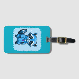 ブルーラゲッジタグに小さなアライグマ ラゲッジタグ