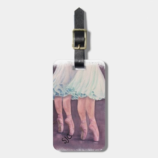 ブルーラゲッジタグパーソナライズされた入りバレリーナ ラゲッジタグ (正面縦)