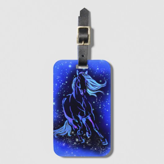 ブルーラゲッジタグ馬走の馬の星の夜 ラゲッジタグ (正面縦)