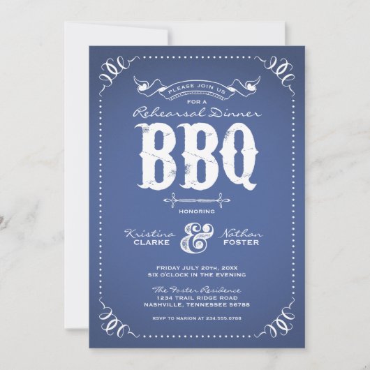 ブルーラスティックリハーサルディナー BBQ 招待状 (正面)