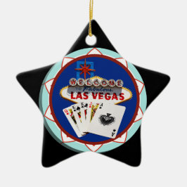 ブルーラスベガスウェルカムサイントランプのポーカーチップ セラミックオーナメント