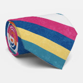 ブルーラズベリーオレンジ黄色の白ストライプ色パターン ネクタイ (ロール)