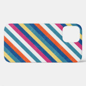 ブルーラズベリーオレンジ黄色の白ストライプ色パターン Case-Mate iPhoneケース (裏面 (横))