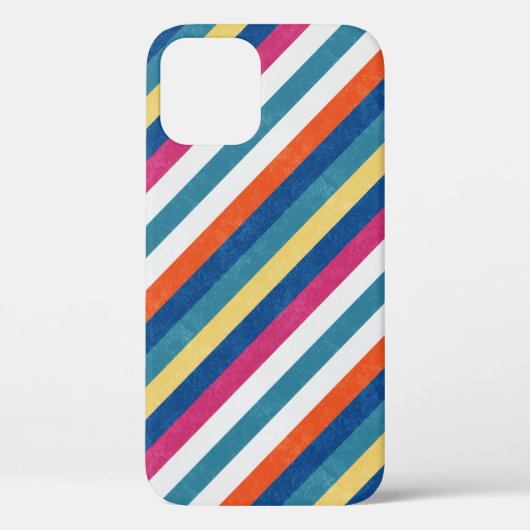 ブルーラズベリーオレンジ黄色の白ストライプ色パターン Case-Mate iPhoneケース (裏面)