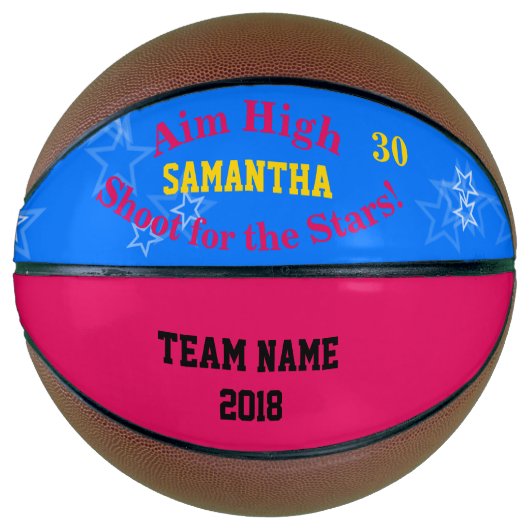 ブルーラズベリーパーソナライズされた名スターズバスケットボール バスケットボール (正面)