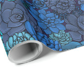 ブルーラッピング紙の多肉類 ラッピングペーパー (ロールコーナー)