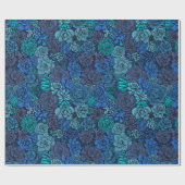 ブルーラッピング紙の多肉類 ラッピングペーパー (フラット)