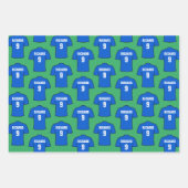 ブルーラッピング紙シートのサッカーシャツ ラッピングペーパーシート (正面3)