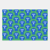 ブルーラッピング紙シートのサッカーシャツ ラッピングペーパーシート (正面)