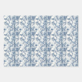 ブルーラッピング紙セットのChinoiserie Bird Haven ラッピングペーパーシート (正面)