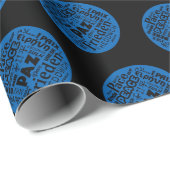 ブルーラッピング紙多言語のピースワード。 ラッピングペーパー (ロールコーナー)