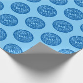 ブルーラッピング紙多言語のピースワード。 ラッピングペーパー (角)