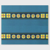 ブルーラッピング紙日本の木版模様 ラッピングペーパー (フラット)