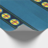 ブルーラッピング紙日本の木版模様 ラッピングペーパー (角)