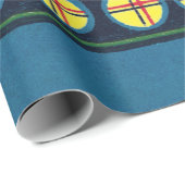 ブルーラッピング紙日本の木版模様 ラッピングペーパー (ロールコーナー)