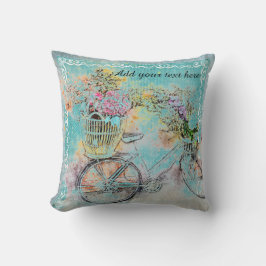 ブルーラップにフラワーバスケットを付けた自転車 クッション