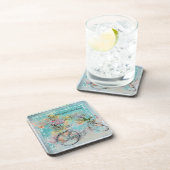 ブルーラップにフラワーバスケットを付けた自転車 コースター (右側)