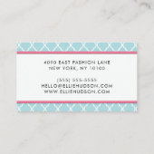 ブルーラティチェワーク、クローバー、モロッコトレリス 名刺 (裏面)