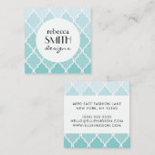 ブルーラテグラデーションィワーク，クローバー，トレリス スクエア名刺 (正面/裏面)