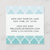 ブルーラテグラデーションィワーク，クローバー，トレリス スクエア名刺 (裏面)