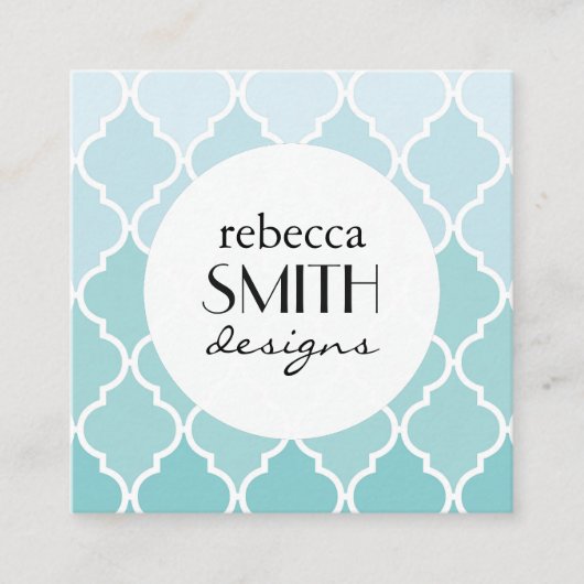 ブルーラテグラデーションィワーク，クローバー，トレリス スクエア名刺 (正面)