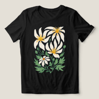 ブルーラディアンス 女性用 抽象的フラワープリントTシャツ トライブレンドＴシャツ