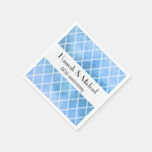 ブルーラトシワーク、モロッコトレリス、記念日 スタンダードカクテルナプキン (角)