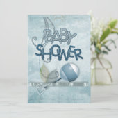 ブルーラトルベイビーシャワー招待状 招待状 (スタンド正面)