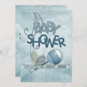 ブルーラトルベイビーシャワー招待状 招待状 (正面/裏面)