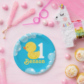 ブルーラバーダックパーソナライズされた誕生日 ペーパープレート (パーティー)